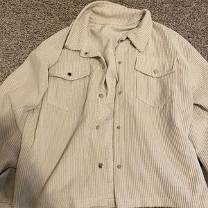 Cream Corduroy Button-Up Jacket